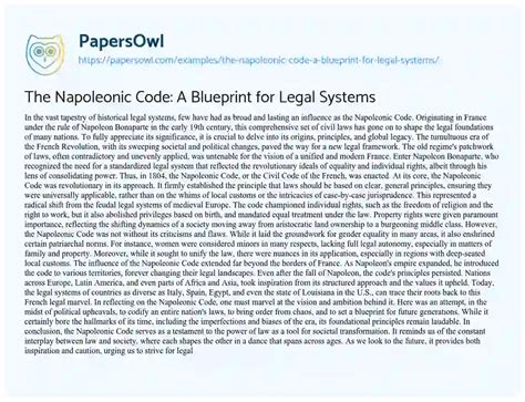 The Napoleonic Code: A Blueprint for Legal Systems - Free Essay Example ...