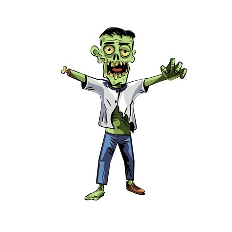 Zombie cartoon, walking dead, halloween monster. 17261275 PNG