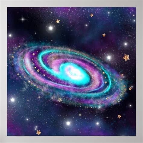 Milky Way Galaxy | Cosmic Blue Purple Pink Glow Poster | Zazzle.com