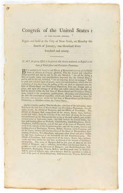 Lot - PRINTED ACT OF CONGRESS SIGNED, PERTAINING TO COLLECTION OF ...