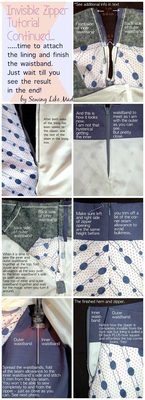 Sewing Like Mad: Invisible zipper tutorial - including tips to finish the lining and waistband ...