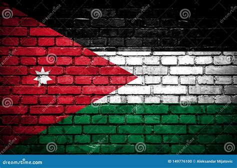 Brick Wall with Painted Flag of Jordan Stock Illustration ...