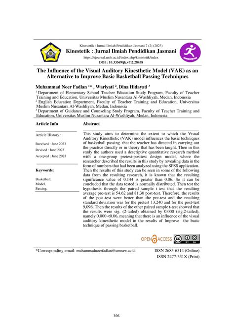 (PDF) The Influence of the Visual Auditory Kinesthetic Model (VAK) as ...