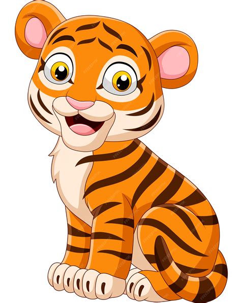 Premium Vector | Cartoon smiling baby tiger sitting