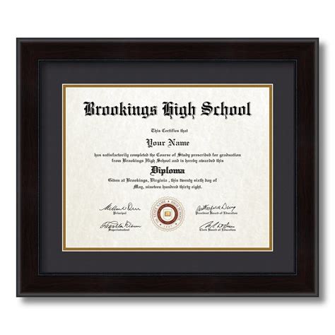 ArtToFrames 11x14" Diploma Frame - Framed in Mahogany and Burgundy with Black and Gold Mats ...