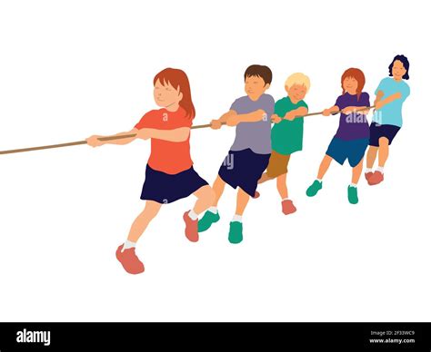 Tug of war children playing on illustration graphic vector Stock Vector ...