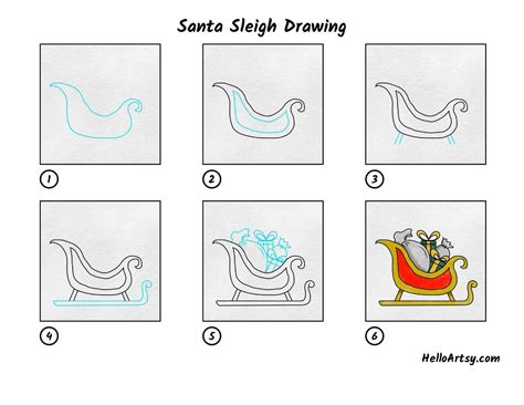 Santa Sleigh Drawing - HelloArtsy