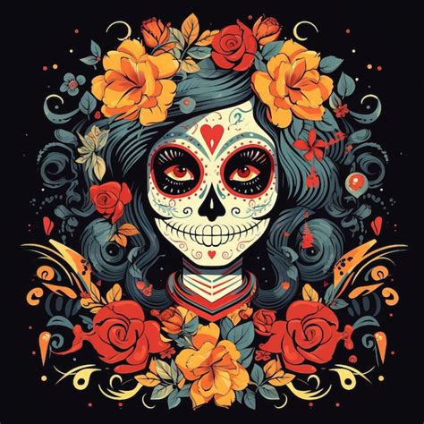 Premium AI Image | dia de los Muertos day of the dead skull flowers