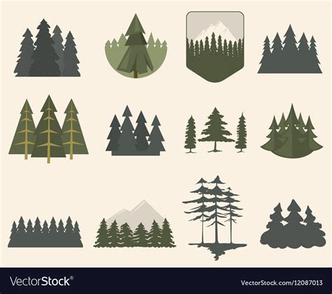 Forest tree silhouette set Royalty Free Vector Image