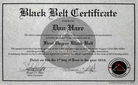 Free Black Belt Certificate Template