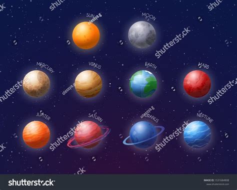 Cartoon solar system planets signed with the names of the planets ...