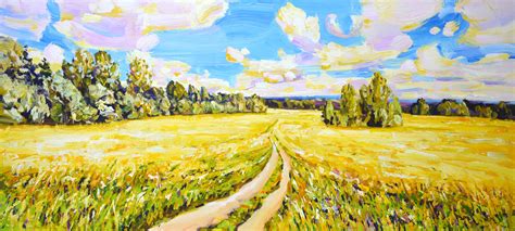 Iryna Kastsova - August. Yellow field. For Sale at 1stDibs