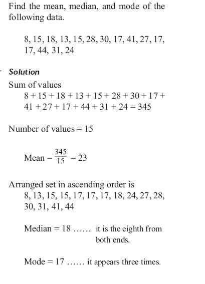 Mean Median Mode Examples