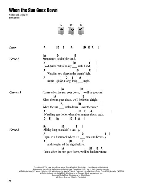 When The Sun Goes Down sheet music by Kenny Chesney & Uncle Kracker (Lyrics & Chords – 163287)