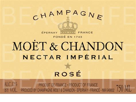 Moet & Chandon Nectar Imperial Rose Champagne Bottle Label - Etsy