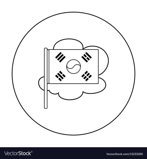 Flag of south korea icon in outline style isolated