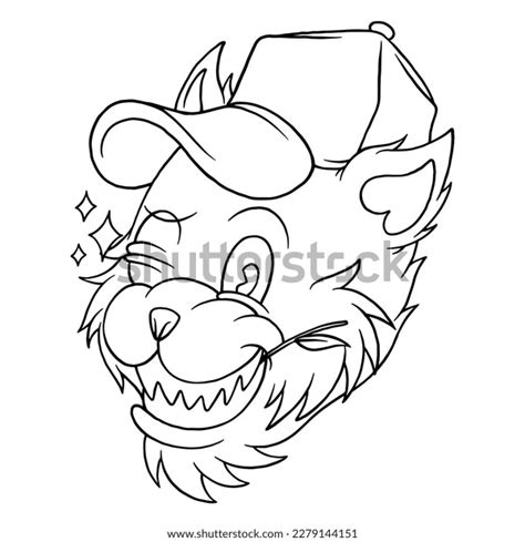 Coloring Illustration Cartoon Winking Cat Head Stock Vector (Royalty ...