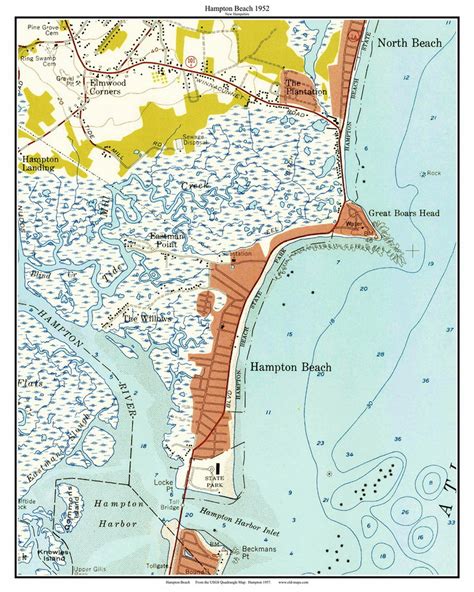 Hampton Beach 1952 Old Topographic Map USGS Custom Composite | Etsy