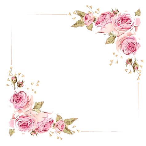 Watercolor Flower Border Frame Transparent