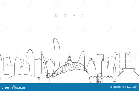 Outline Doha skyline. stock vector. Illustration of capital - 253821019