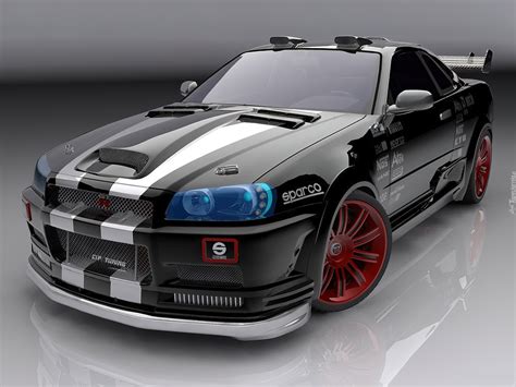 Czarny, Nissan Skyline GTR, Tuning