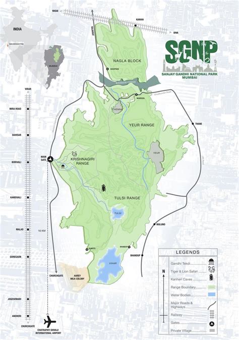 Sanjay gandhi national park map - Map of sanjay gandhi national park (Maharashtra - India)