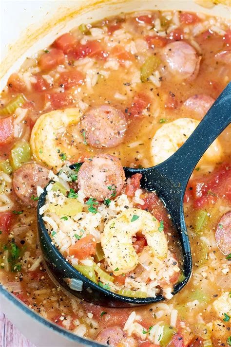 Easy and Hearty Jambalaya Soup (Sausage, Chicken and/or Shrimp)