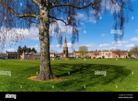 View of the Green in village of Denholm in Scottish Borders, Scotland ...