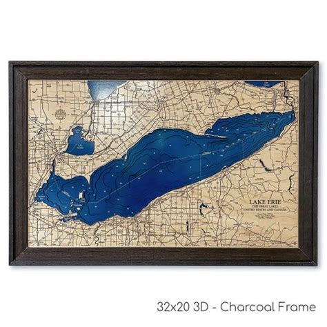 Lake Erie Dimensional Wood Carved Depth Contour Map - Etsy | Wood map ...