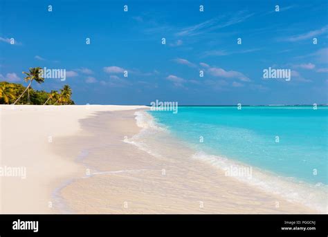 Beautiful tropical beach on exotic island at Maldives Stock Photo - Alamy