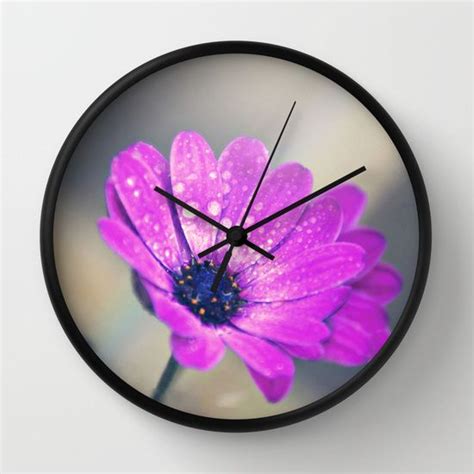 Sunshine flower purple Wall Clock by Juliana RW | Society6 | Clock, Purple wall clocks, Wall clock