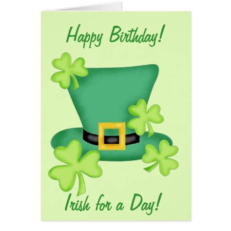 Irish for a Day Happy Birthday Shamrock Card | Zazzle