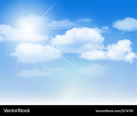 Blue sky with clouds and sun Royalty Free Vector Image