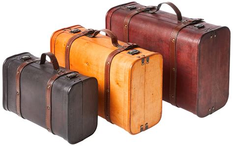 Vintiquewise QI003068.3 3-Colored Vintage Style Luggage Suitcase/Trunk ...