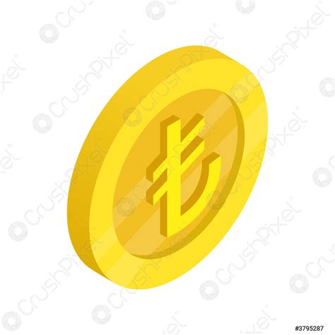 Gold coin with lira sign icon, isometric 3d style - stock vector 3795287 | Crushpixel