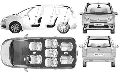 2007 Citroen C4 Picasso Minivan v2 blueprints free - Outlines