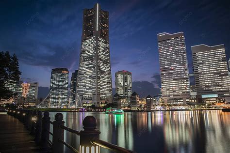 Landmark Tower View In Minato Mirai Yokohama During Blue Hour Photo Background And Picture For ...