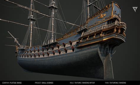 ArtStation - Skull & Bones - Pirate Heavy ship, texturing and shading ...