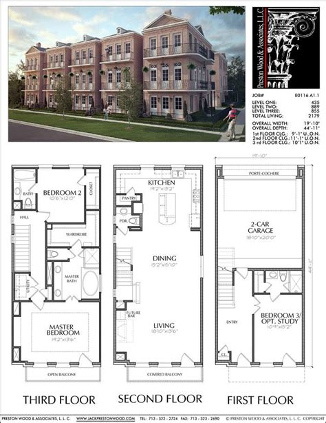 Narrow Townhome Plans Online, Brownstone Style Homes, Town House Desig ...