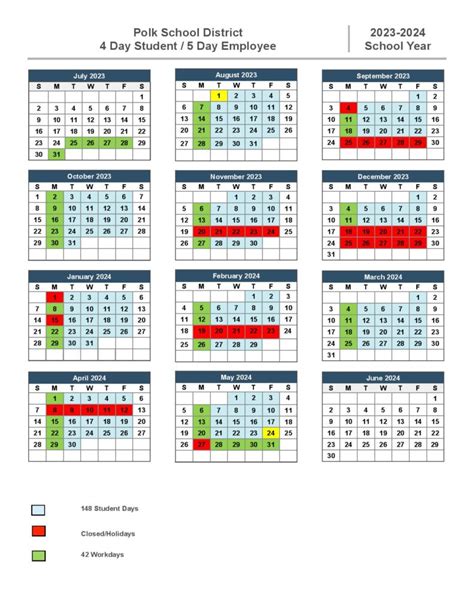 Polk County Schools Calendar 2024-2025 in PDF