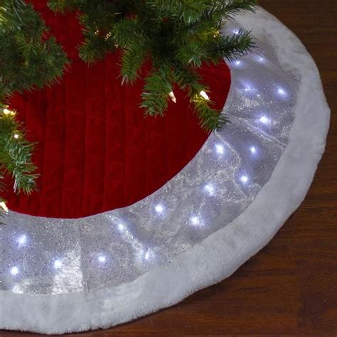 Northlight 48-in LED Red Quilted Velvet Iridescent Christmas Tree Skirt ...