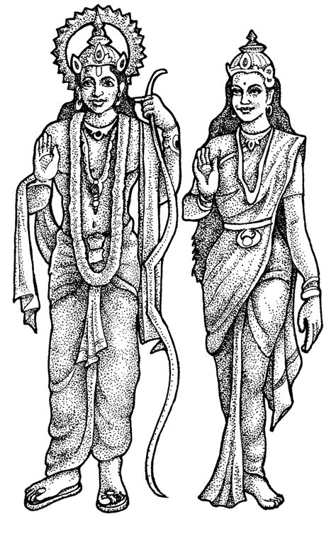 Lord Rama And Goddess Sita Sketch