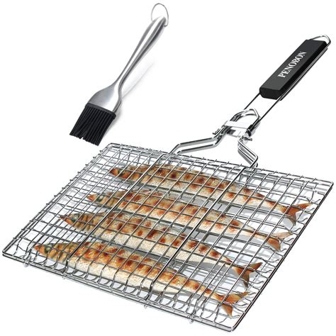 Penobon Fish Grilling Basket, Folding Portable Stainless Steel BBQ ...