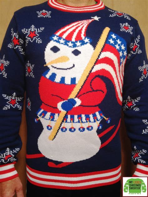 Patriotic Snowman Christmas Sweater – My Ugly Christmas Sweater