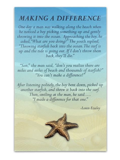 Starfish Lapel Pin on Starfish Story Card Make A Difference Gift ...