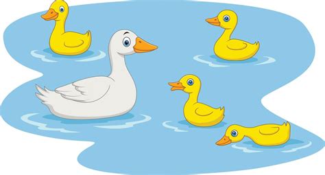 Cartoon duck family swimming in the pond 8078622 Vector Art at Vecteezy