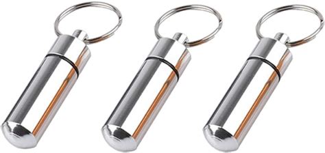 3Pcs 4917mm Pill Box Keyring-Waterproof Aluminum Travel Pill Holder ...