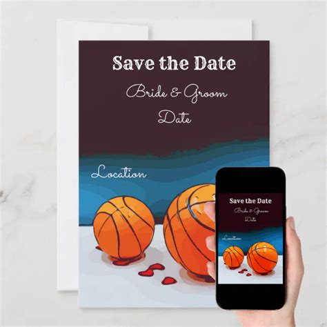 Basketball wedding with love on blue background invitation | Zazzle