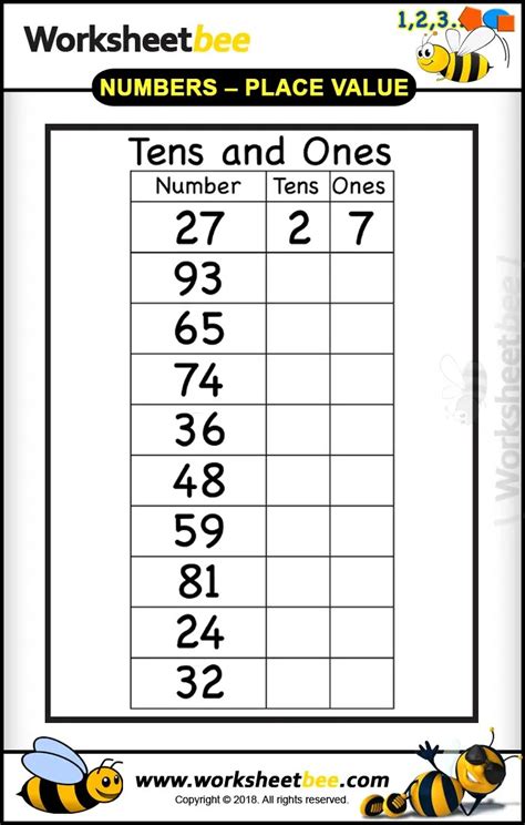 Write Tens and Ones Nice Printable Worksheet for Kids - Worksheet Bee