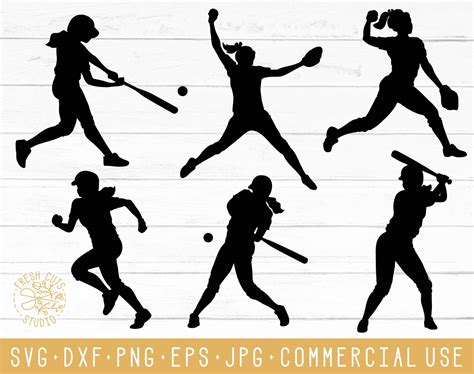 Softball Girl SVG Silhouettes SVG Cut Files Softball Player - Etsy